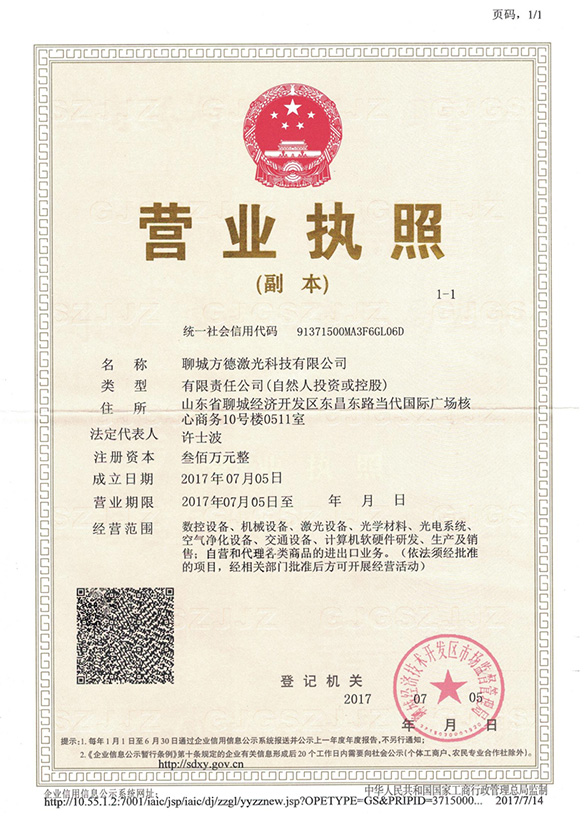 Fangde Business License